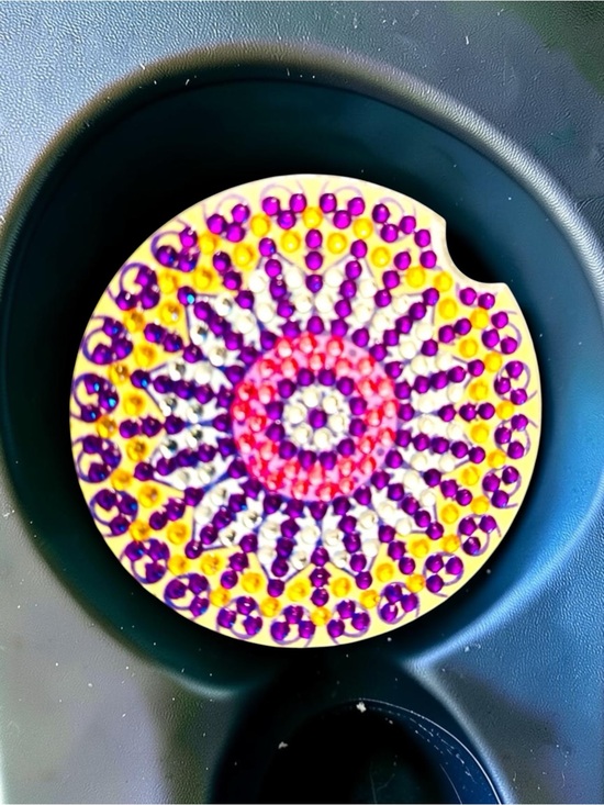 Hand Crafted Other - NEW Coaster Car Cup Drink Holder Hand Crafted & Sealed Diamond Art Cork Back 2.8